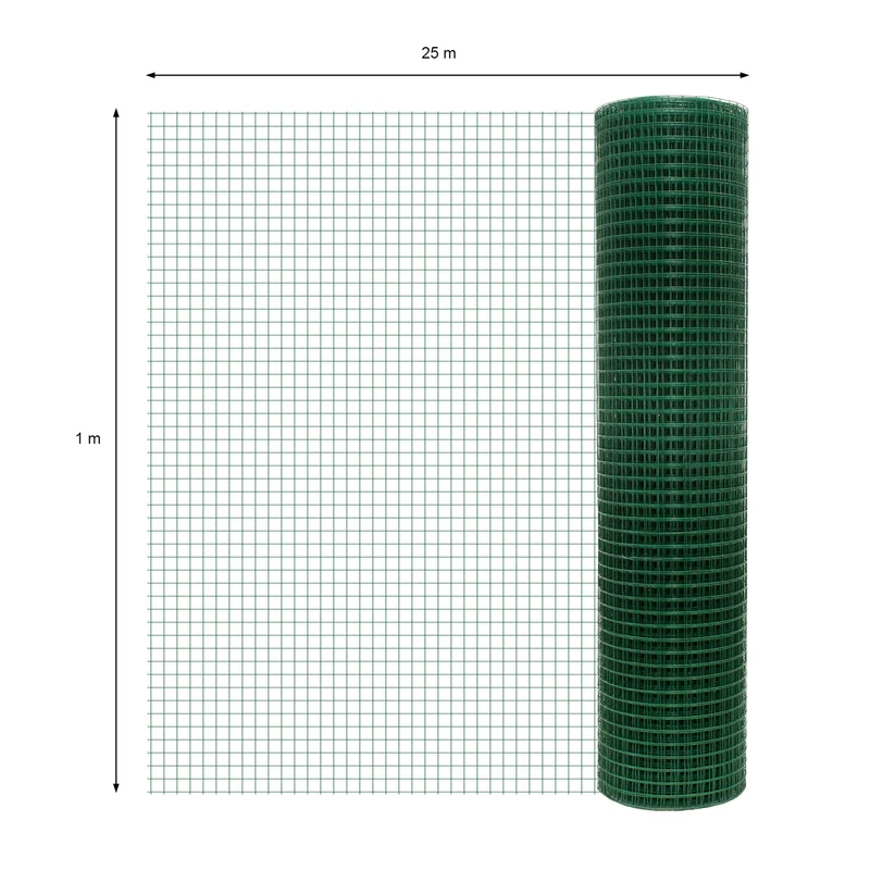 Volierendraht Grün aus verzinktem Stahl 1x25m Drahtstärke 0,75mm Maschenweite 19x19mm