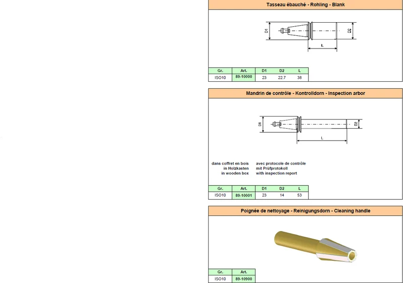 Test mandrel ISO10