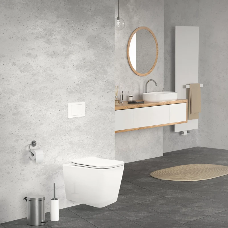 Wand-WC Hänge Toilette aus Keramik 52 cm lang Spülrandlos mit Softclose Luxebath