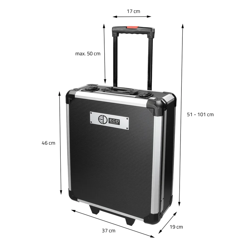 Werkzeugkoffer 949 Teilig Aluminium Schwarz mit 4 Ebenen Chrom-Vanadium