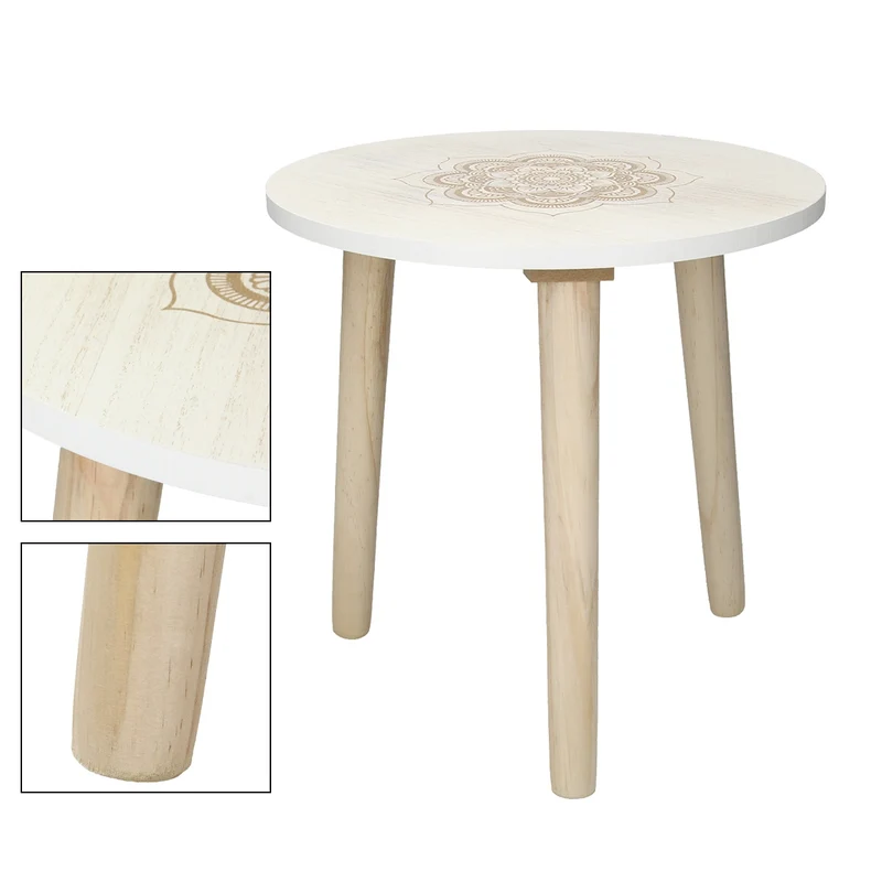 Beistelltisch 2er Set Ø 49/33 cm mit Beinen aus Kiefernholz