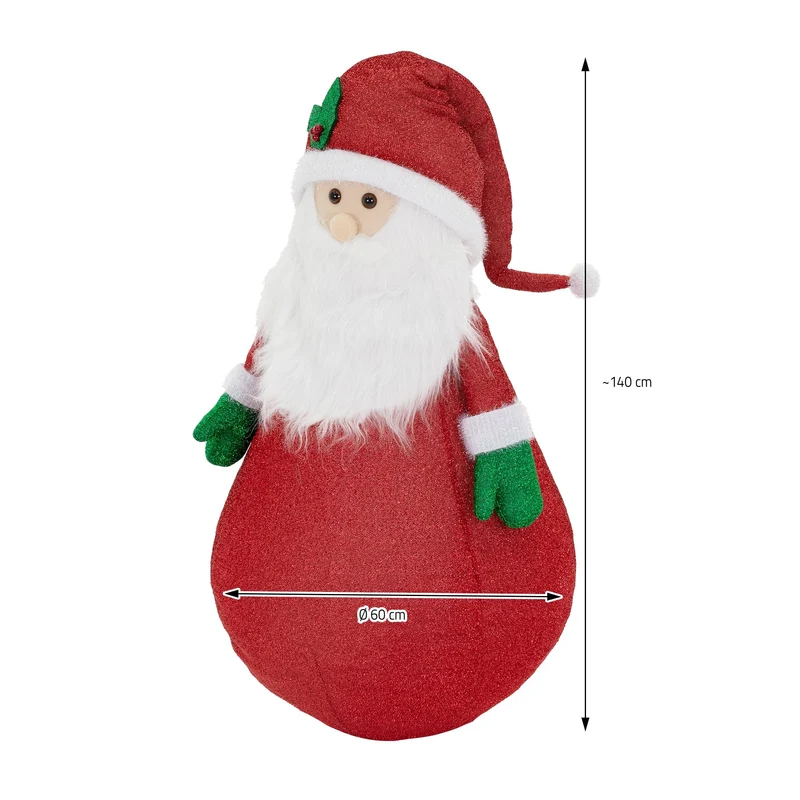 LED Weihnachtsmann XXL 140 cm Warmweiß mit 10 LEDs aus Kunststoff