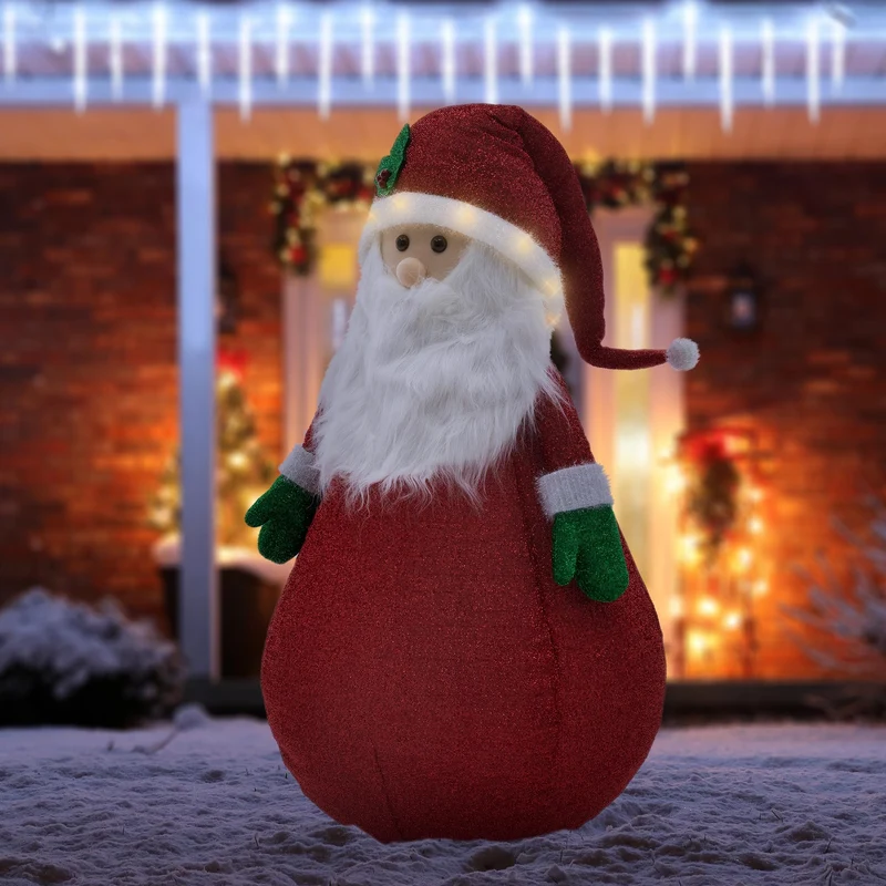 LED Weihnachtsmann XXL 140 cm Warmweiß mit 10 LEDs aus Kunststoff