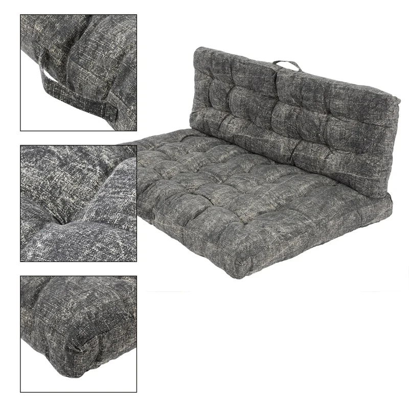 Palettenkissen 2er Set Grau 118x79 cm aus Baumwolle