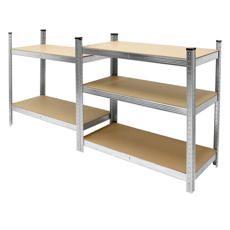 Werkstattregal 200x100x50 cm Silber aus MDF und Metall belastbar bis 750 kg