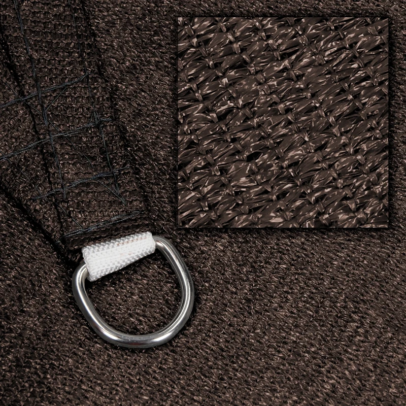 Sonnensegel dreieck 3,6x3,6x3,6 m Braun 100% HDPE mit UV Schutz inkl. Befestigungsseile