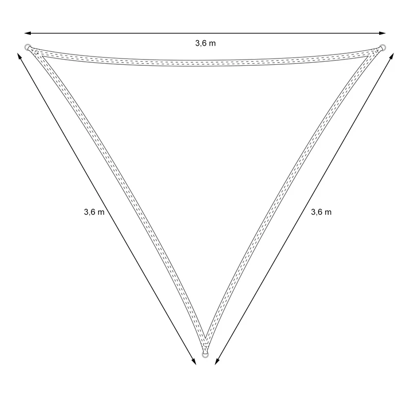 Sonnensegel dreieck 3,6x3,6x3,6 m Braun 100% HDPE mit UV Schutz inkl. Befestigungsseile