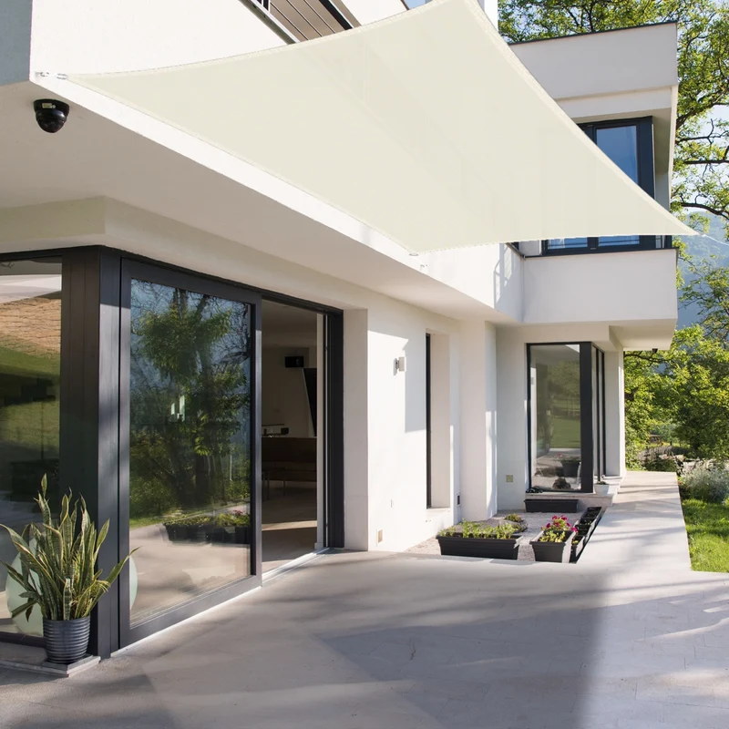 Sonnensegel rechteck 2x4 m Creme 100% HDPE mit UV Schutz inkl. Befestigungsseile