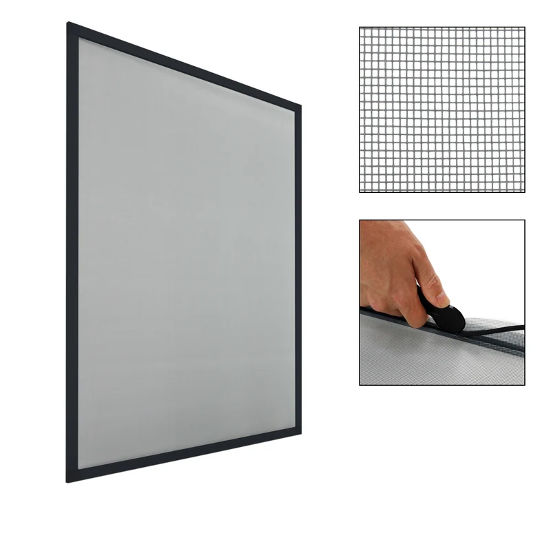 Fliegengitter anthrazit 80x100 cm mit Rahmen aus Aluminium