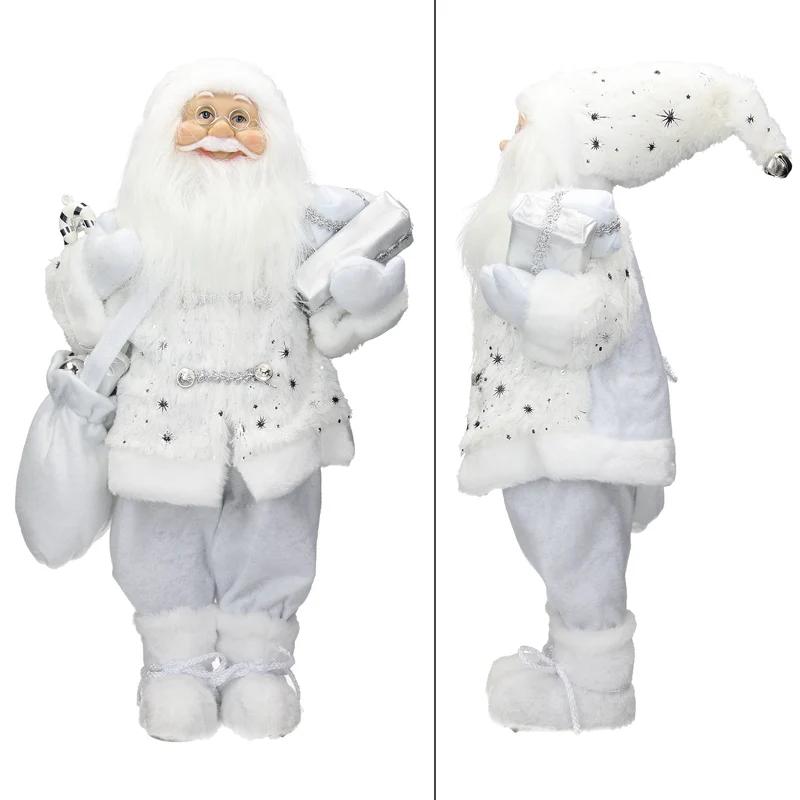 Weihnachtsmann 42x28x80 cm weiß aus Polyresin