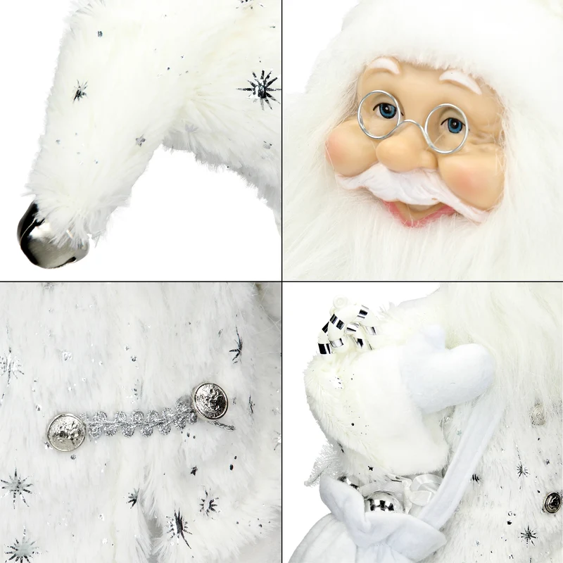 Weihnachtsmann Deko Figur 24x14x47 cm weiß aus Polyresin