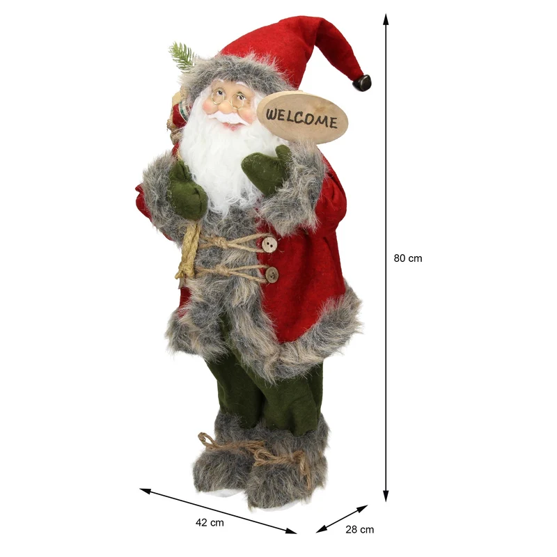 Weihnachtsmann 42x28x80 cm rot/grün aus Polyresin