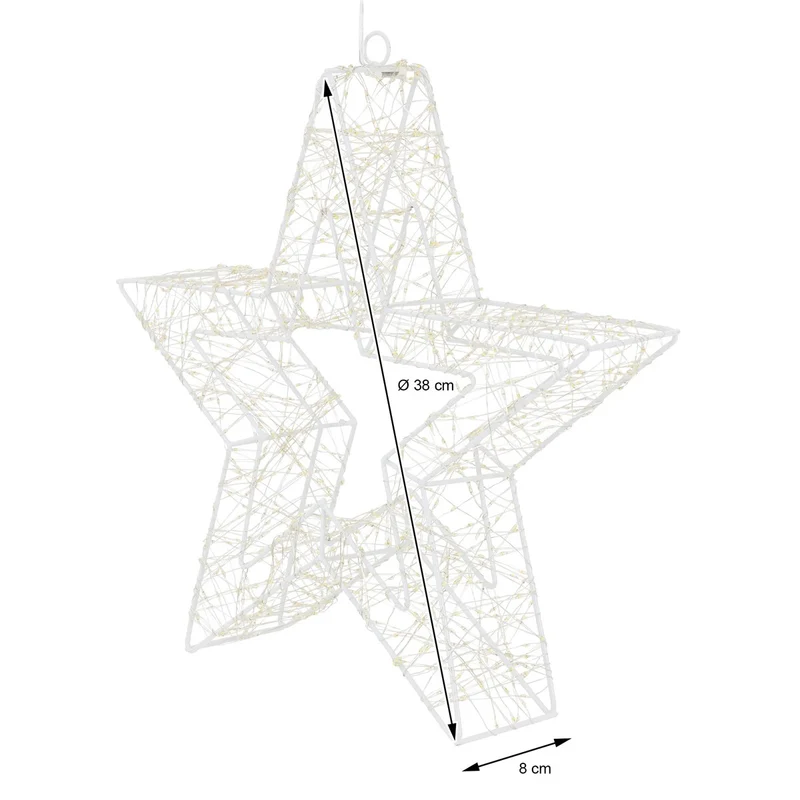 LED Weihnachtsstern 38 cm mit 960 warmweißen LEDs und Timer aus Metall für Innen und Außen IP44 Spritzwassergeschützt