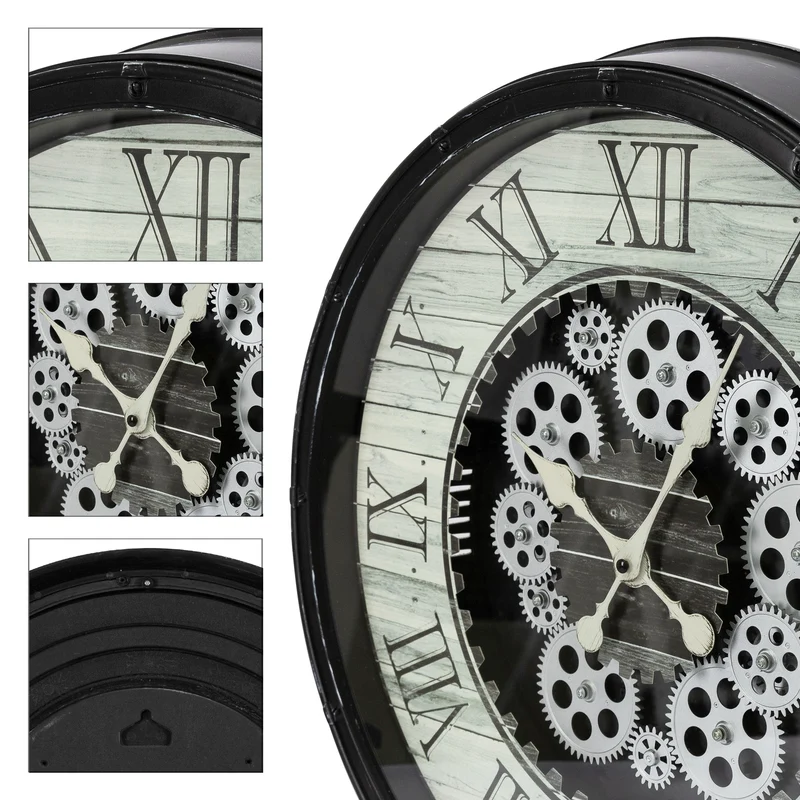 Große Wanduhr Ø 48 cm Schwarz aus MDF mit römischen Ziffern
