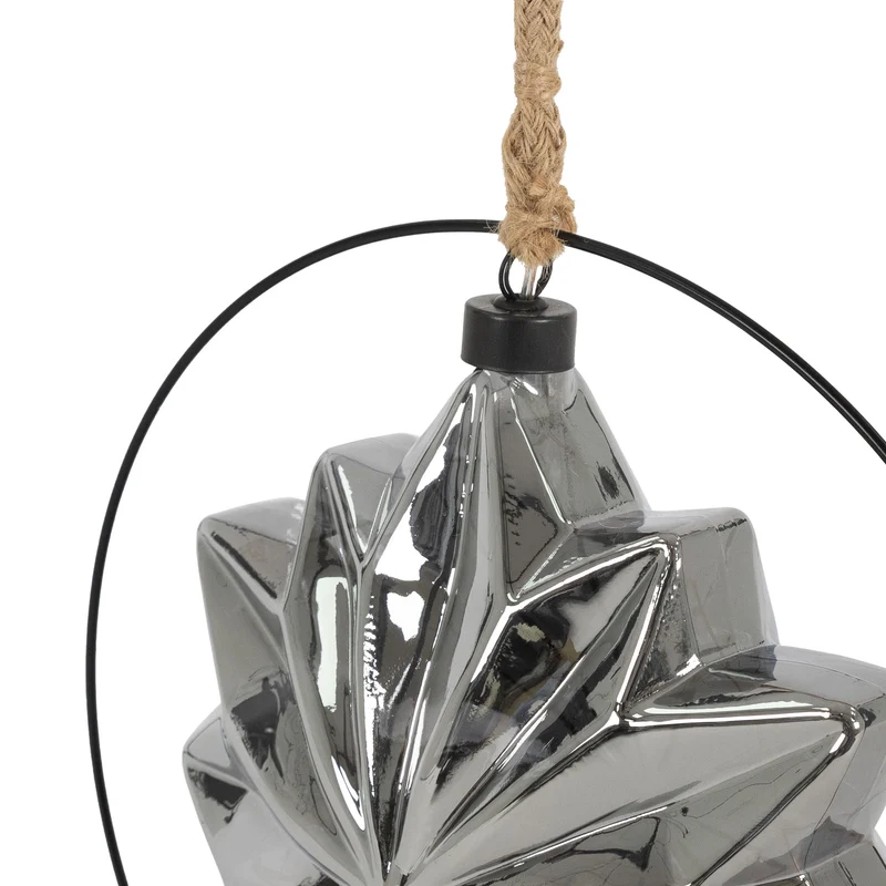 LED Weihnachtsstern Ø18 cm Grau aus Metall mit warmweißen LEDs