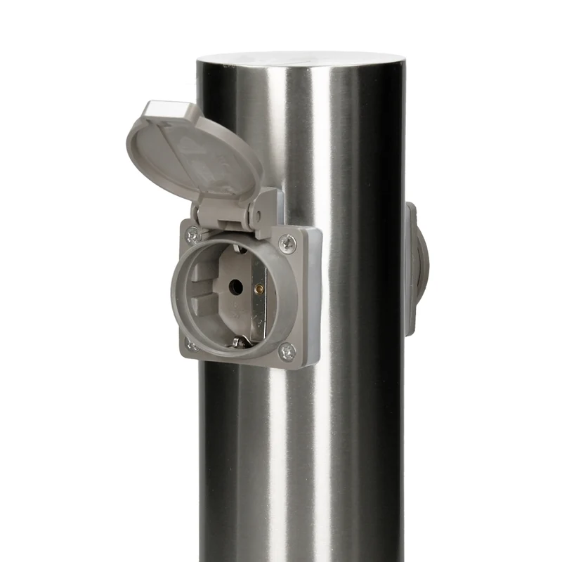 Gartensteckdose 2-fach IP44 Silber aus Edelstahl Rund