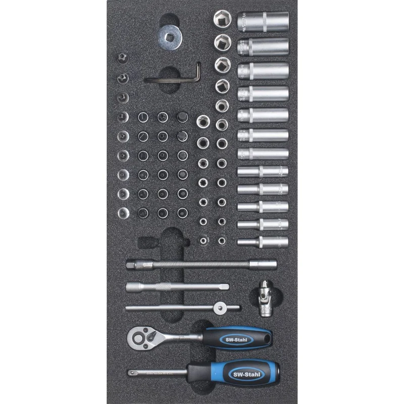 SW-Stahl Werkstattwagensortiment Steckschlüssel 1/4“ mit Ratsche 66-teilig