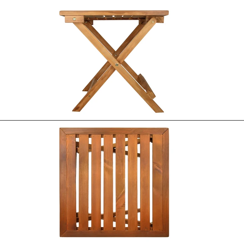 Gartentisch Braun 46x46x46 cm klappbar aus massivem Kiefernholz