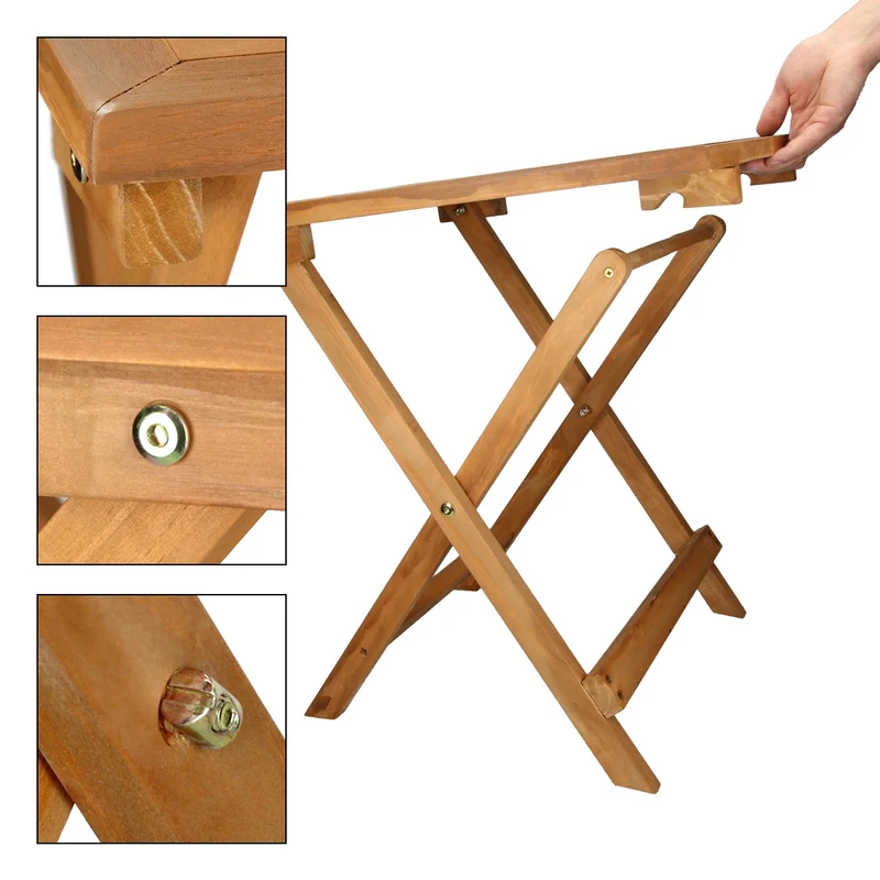 Gartentisch Braun 46x46x46 cm klappbar aus massivem Kiefernholz