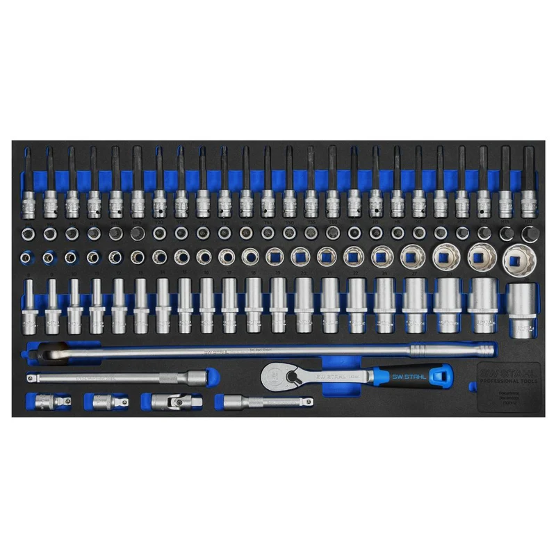 SW-Stahl Werkstattwagensortiment Steckschlüssel 1/2“ mit Ratsche 95-teilig