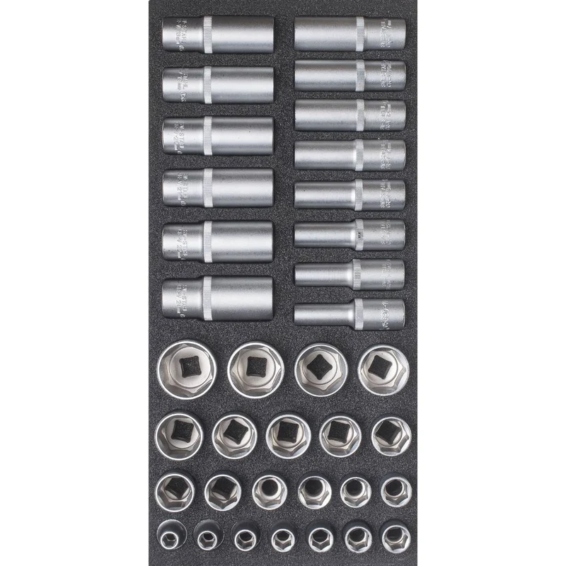 SW-Stahl Werkstattwagensortiment Steckschlüssel 1/2" 36-teilig