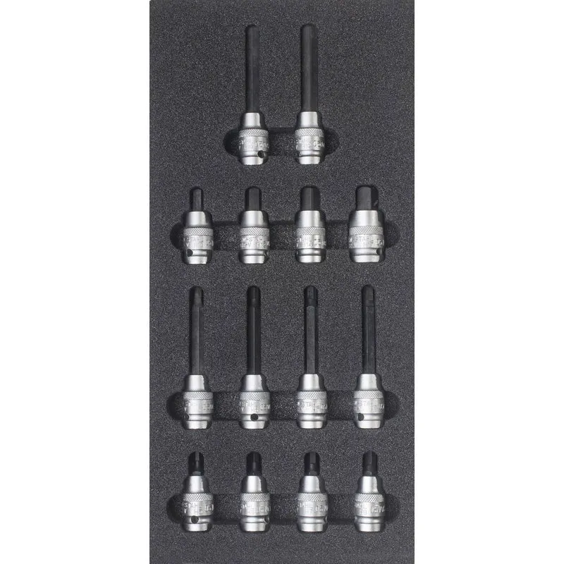 SW-Stahl Werkstattwagensortiment Schraubendreheinsätze 1/2" Innensechskant 14-teilig