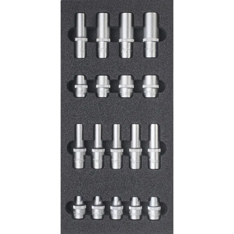 SW-Stahl Werkstattwagensortiment Steckschlüssel 1/2" E-Profil 18-teilig