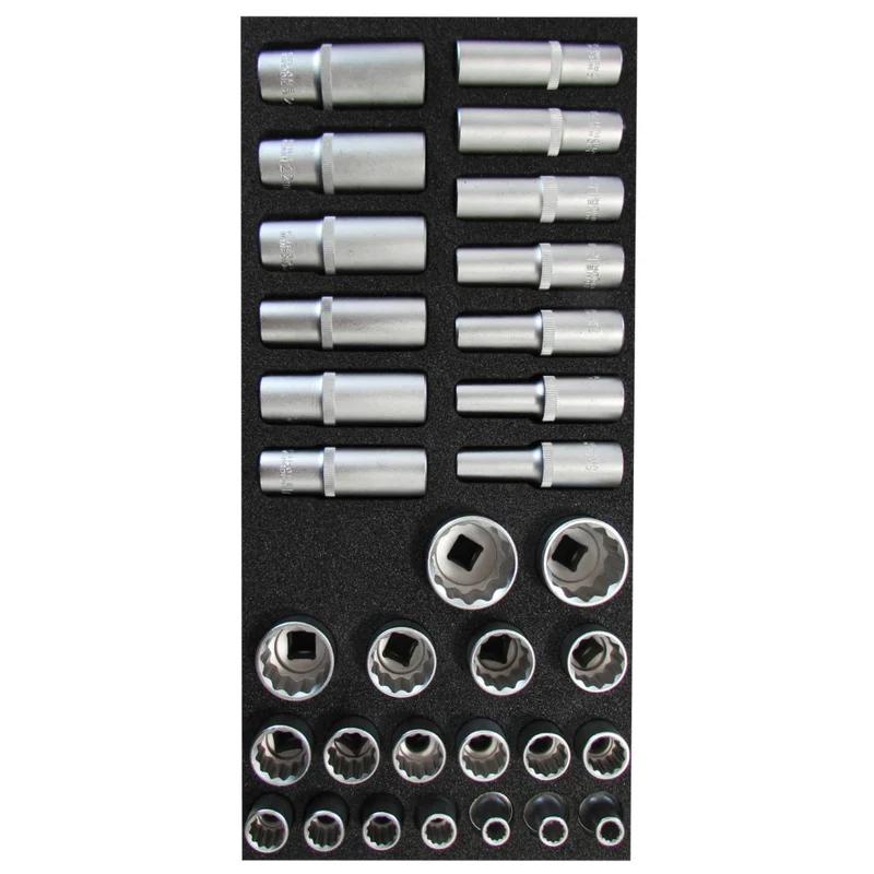 SW-Stahl Werkstattwagensortiment Steckschlüssel 1/2" Zwölfkant 32-teilig