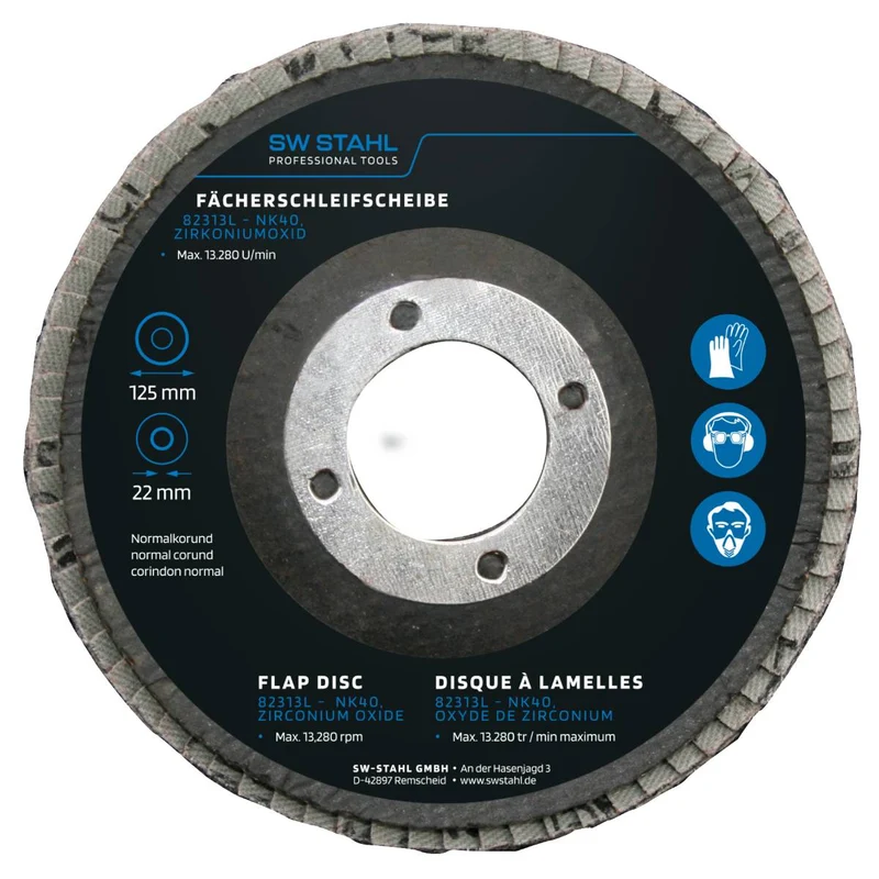 SW-Stahl Fächerschleifscheibe Zirkoniumoxid 125 mm NK40 10 Stück