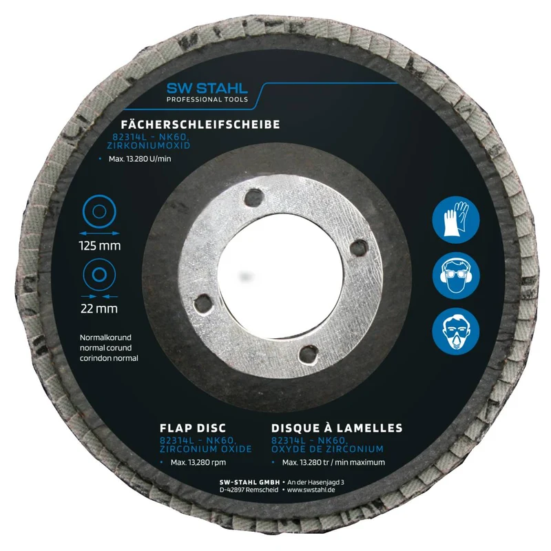 SW-Stahl Fächerschleifscheibe Zirkoniumoxid 125 mm NK60 10 Stück