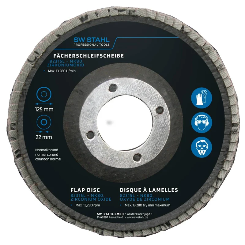 SW-Stahl Fächerschleifscheibe Zirkoniumoxid 125 mm NK80 10 Stück