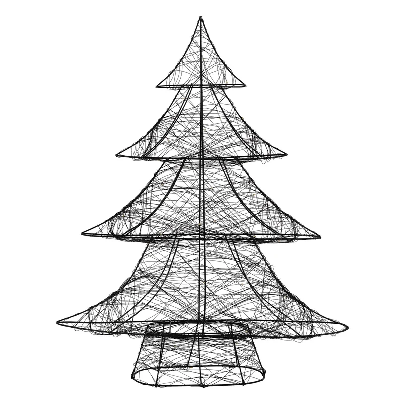Deko Weihnachtsbaum mit warmweißen LEDs 60cm hoch Schwarz aus Metall