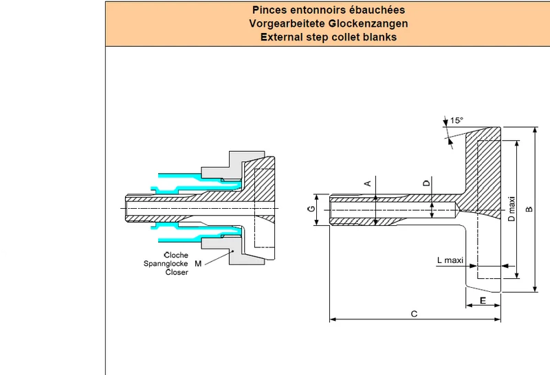 Pre-machined bell collets W12 GR3 d65