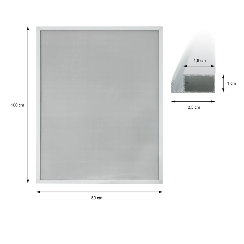 Fliegengitter Weiß 80x100 cm mit Rahmen aus Aluminium