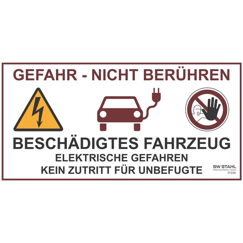 SW-Stahl Klebeetikett für beschädigte E-Fahrzeuge