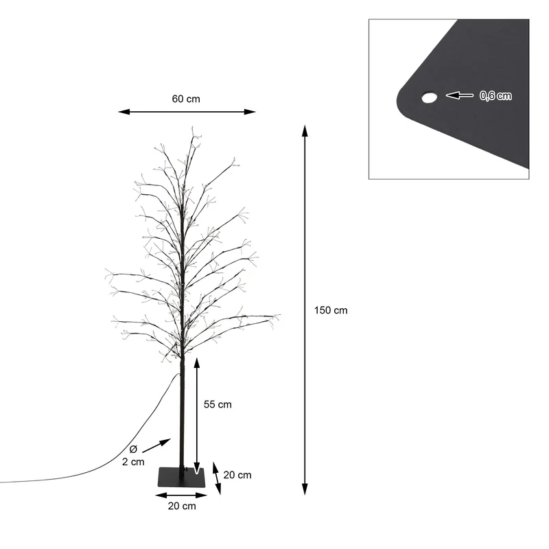 Weihnachtsdeko LED Baum mit 360 warmweißen LEDs IP44 150 cm