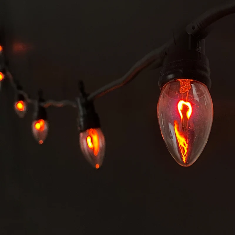 Lichterkette 3,6 m mit 10 Glühbirnen Warmweiß Flammen Effekt