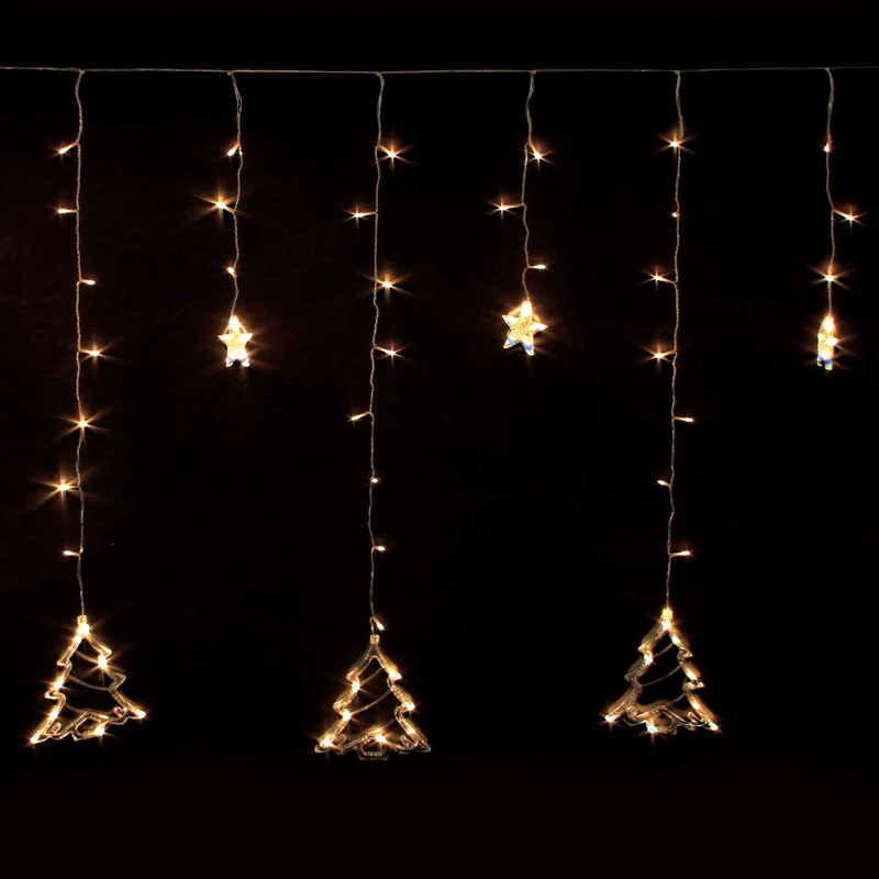 Weihnachtslichterkette LED Lichtervorhang 2,2 m mit 138 LEDs Warmweiß IP44