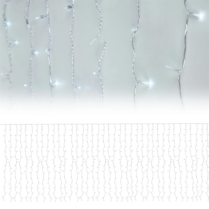 LED Lichtervorhang 2m Kaltweiß mit 240 LED aus PVC