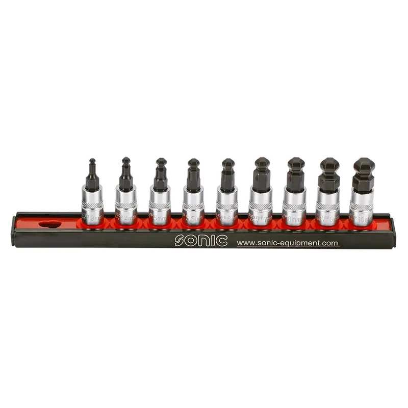 Sonic Bitsatz 1/4" Innensechskant mit Kugel auf Steckleiste 9-teilig - 100903
