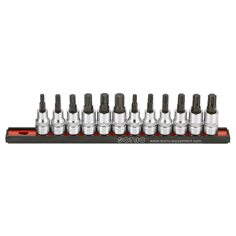 Sonic Bitsatz 3/8" TX Vielzahn und Ribe auf Steckleiste 12-teilig - 201201