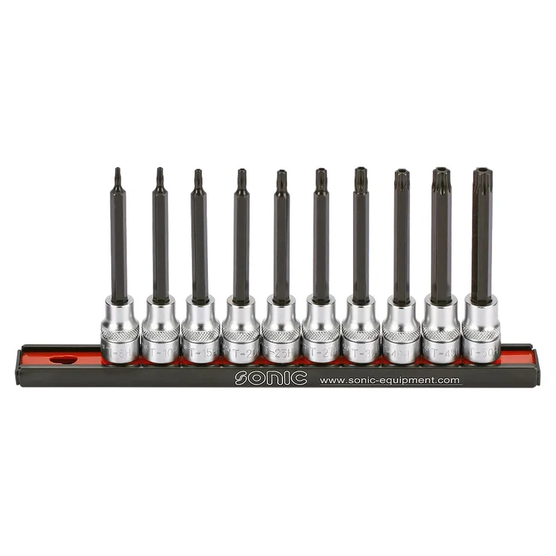 Sonic Bitsatz 3/8" TX lang mit Loch auf Steckleiste 10-teilig - 201013
