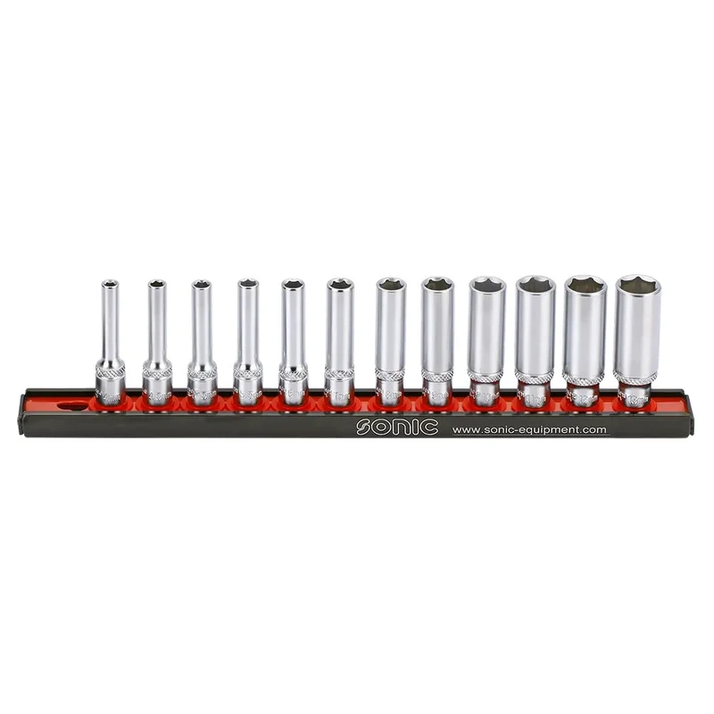 Sonic Stecknusssatz 1/4" lang 6-kant auf Steckleiste 12-teilig - 101204