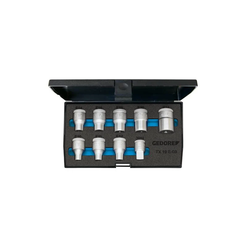 GEDORE Steckschlüssel-Satz 1 Zoll 9-teilig Außen-TX E10 bis E24 TX 19 E-09