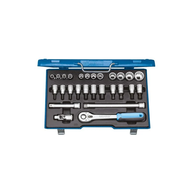 GEDORE Steckschlüssel-Satz 1/2 Zoll, 27-teilig, Universaldprofil, 10 bis 30 Millimeter D 19 IMU-10