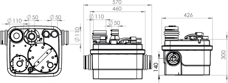 SFA Sanicubic 1 NM Hebeanlage mit Schneidwerk – 1,5 kW, IP67, für fäkalienhaltiges Abwasser