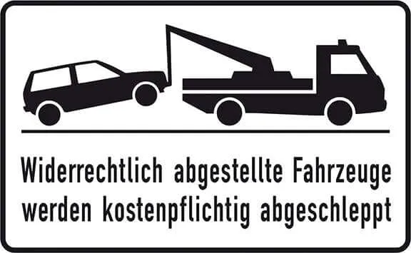 No parking sign NEUTRAL, aluminum W400xH250 mm Unauthorized parked vehicles will be towed away
