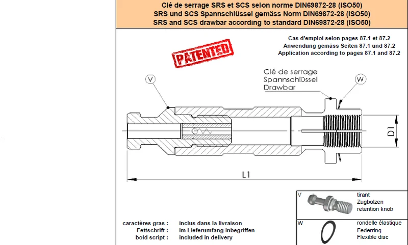 Key cr. DIN69872-28 B32 SRS
