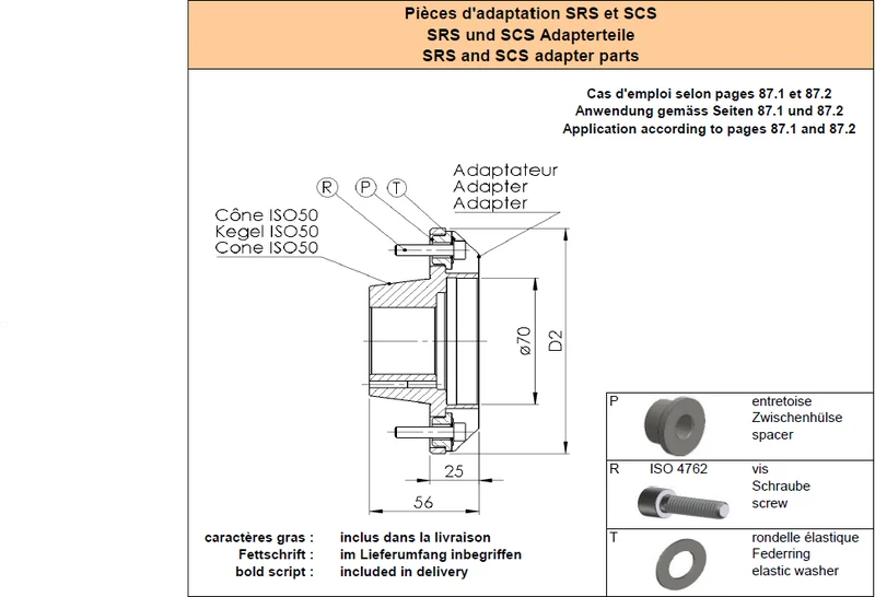 Nose adapter ISO50 SSA-CYL70 D125