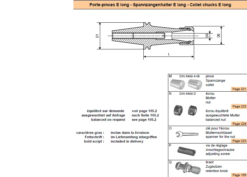 Long collet holder ISO25 E16